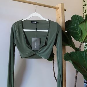 PrettyLittleThing sage green crop top